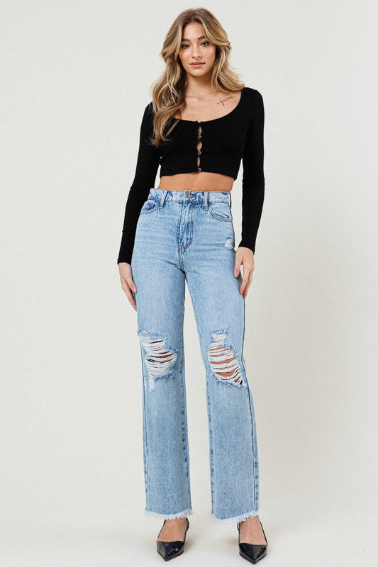 Distressed Wide Leg